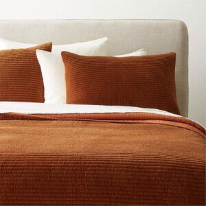 CB2 OMBRÉ SHADOW COPPER FULL/QUEEN VELVET QUILT + 2 SHAMS